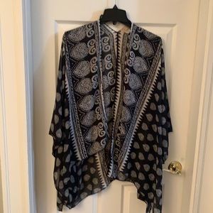 Lightweight cover up or cardigan for summer evening wear black and white
